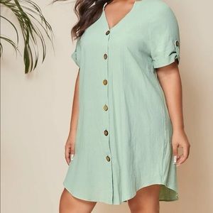 SHEIN Mint Green Button Front Dress 1X